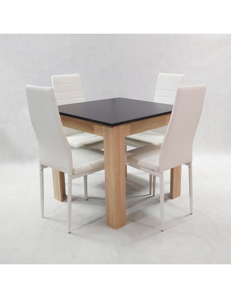 Zestaw stół Modern 80 BS i 4 białe krzesła Nicea