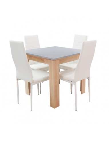 Zestaw stół Modern 80 GS i 4 białe krzesła Nicea