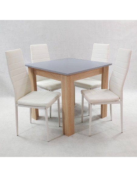 Zestaw stół Modern 80 GS i 4 białe krzesła Nicea