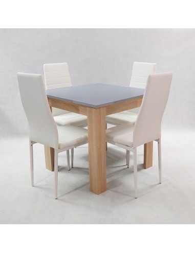 Zestaw stół Modern 80 GS i 4 białe krzesła Nicea