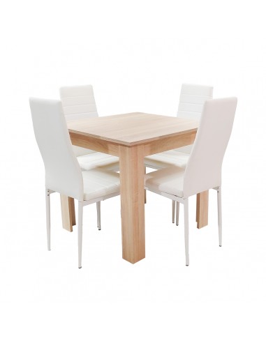 Zestaw stół Modern 80 sonoma i 4 białe krzesła Nicea