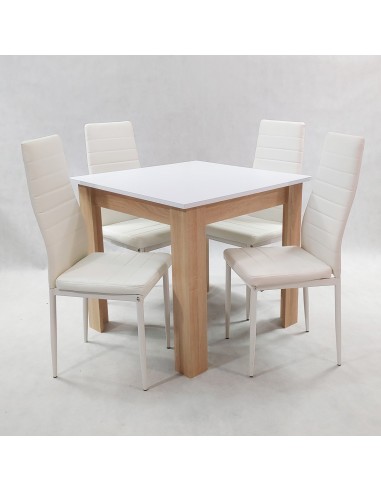Zestaw stół Modern 80 WS i 4 białe krzesła Nicea