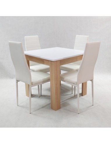 Zestaw stół Modern 80 WS i 4 białe krzesła Nicea