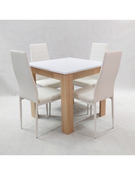 Zestaw stół Modern 80 WS i 4 białe krzesła Nicea