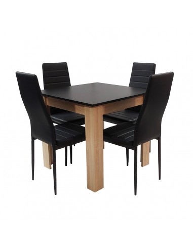 Zestaw stół Modern 80 BS i 4 czarne krzesła Nicea