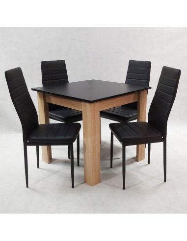 Zestaw stół Modern 80 BS i 4 czarne krzesła Nicea