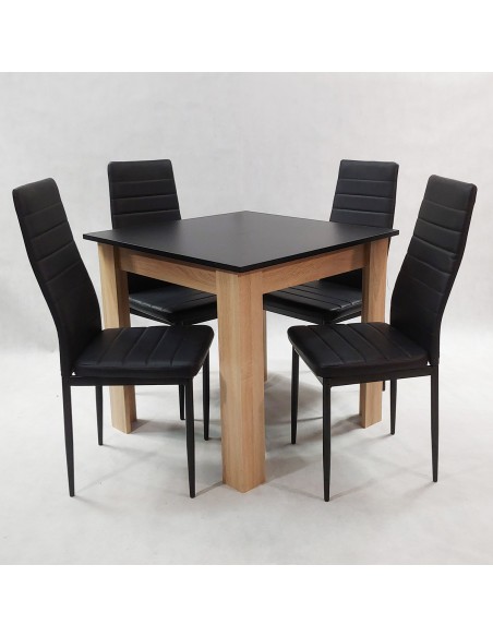 Zestaw stół Modern 80 BS i 4 czarne krzesła Nicea