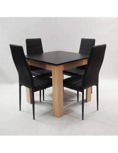 Zestaw stół Modern 80 BS i 4 czarne krzesła Nicea