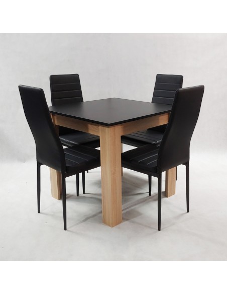 Zestaw stół Modern 80 BS i 4 czarne krzesła Nicea