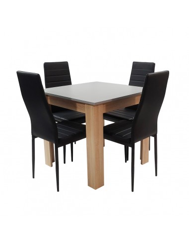 Zestaw stół Modern 80 GS i 4 czarne krzesła Nicea