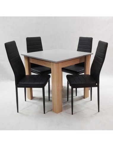 Zestaw stół Modern 80 GS i 4 czarne krzesła Nicea