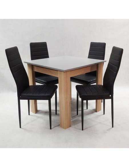 Zestaw stół Modern 80 GS i 4 czarne krzesła Nicea