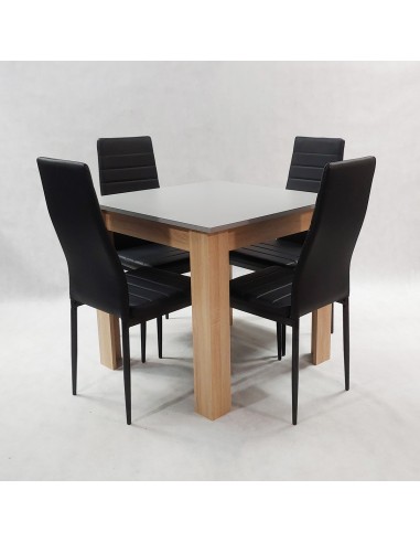 Zestaw stół Modern 80 GS i 4 czarne krzesła Nicea