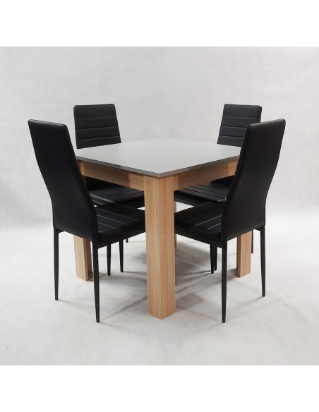Zestaw stół Modern 80 GS i 4 czarne krzesła Nicea