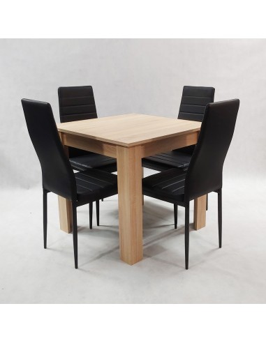 Zestaw stół Modern 80 sonoma i 4 czarne krzesła...