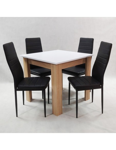 Zestaw stół Modern 80 WS i 4 czarne krzesła Nicea