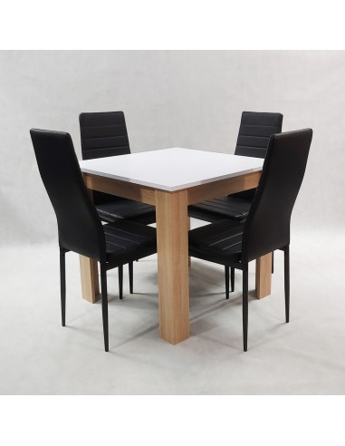 Zestaw stół Modern 80 WS i 4 czarne krzesła Nicea