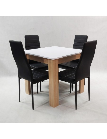 Zestaw stół Modern 80 WS i 4 czarne krzesła Nicea