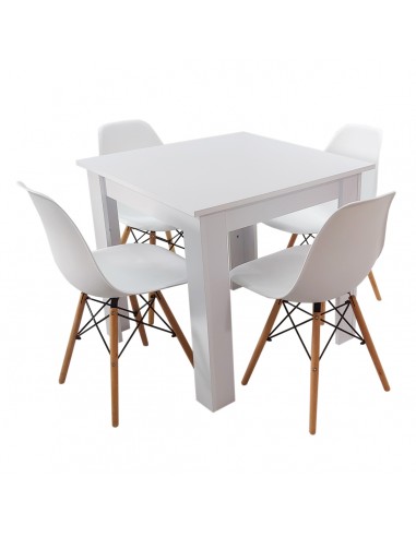 Zestaw stół Modern 80 biały i 4 krzesła Milano białe