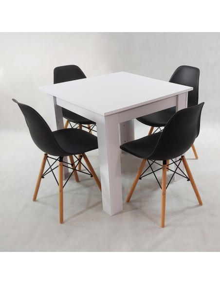Zestaw stół Modern 80 biały i 4 krzesła Milano białe