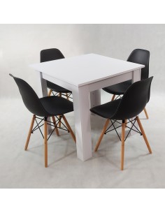 Zestaw stół Modern 80 biały i 4 krzesła Milano czarne 2