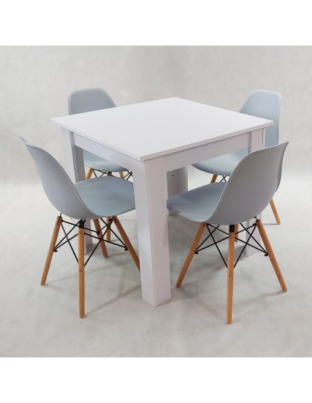 Zestaw stół Modern 80 biały i 4 krzesła Milano czarne