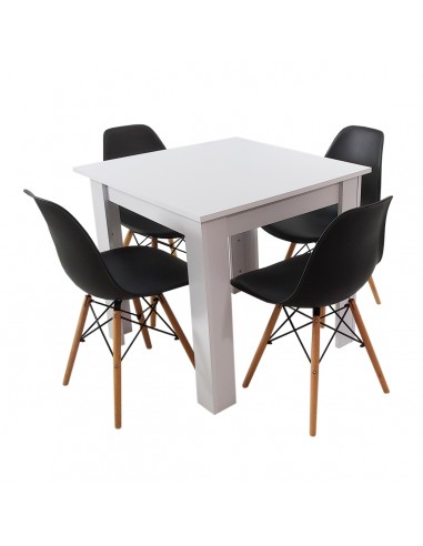 Zestaw stół Modern 80 biały i 4 krzesła Milano czarne