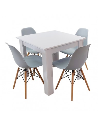 Zestaw stół Modern 80 biały i 4 krzesła Milano szare