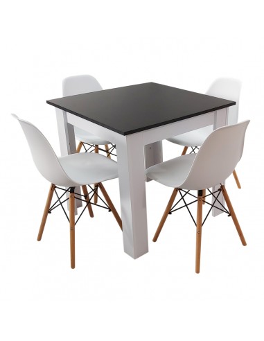 Zestaw stół Modern 80 BW i 4 krzesła Milano białe