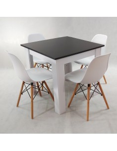 Zestaw stół Modern 80 BW i 4 krzesła Milano białe 2