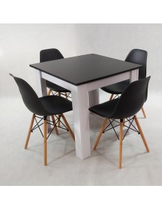 Zestaw stół Modern 80 BW i 4 krzesła Milano czarne 2
