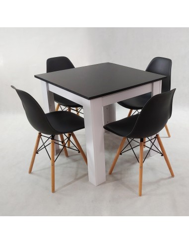 Zestaw stół Modern 80 BW i 4 krzesła Milano czarne