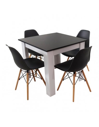 Zestaw stół Modern 80 BW i 4 krzesła Milano czarne