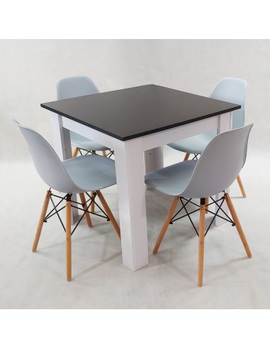 Zestaw stół Modern 80 BW i 4 krzesła Milano szare