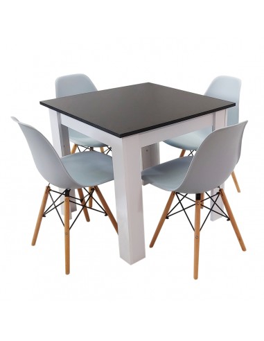 Zestaw stół Modern 80 BW i 4 krzesła Milano szare