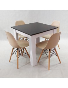 Zestaw stół Modern 80 BW i 4 krzesła Milano beżowe 2
