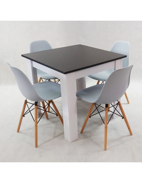 Zestaw stół Modern 80 BW i 4 krzesła Milano beżowe