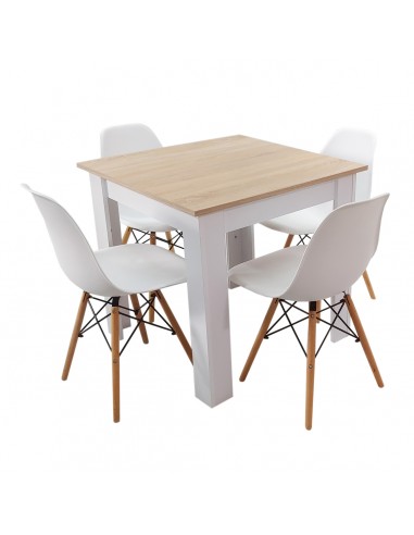 Zestaw stół Modern 80 SW i 4 krzesła Milano białe