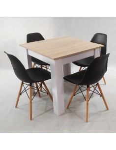 Zestaw stół Modern 80 SW i 4 krzesła Milano czarne 2