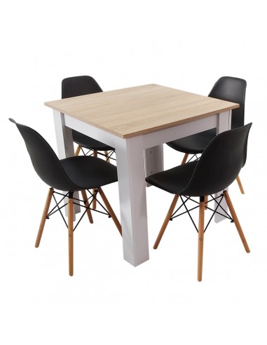Zestaw stół Modern 80 SW i 4 krzesła Milano czarne