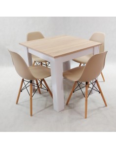 Zestaw stół Modern 80 SW i 4 krzesła Milano beżowe 2