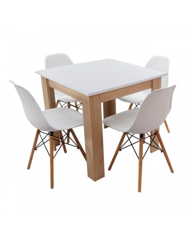 Zestaw stół Modern 80 WS i 4 krzesła Milano białe