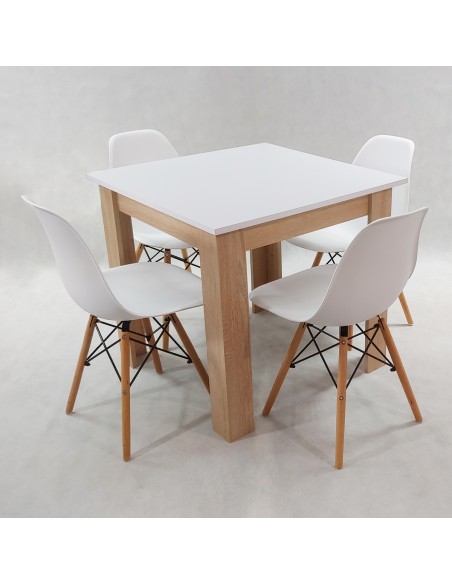Zestaw stół Modern 80 WS i 4 krzesła Milano białe