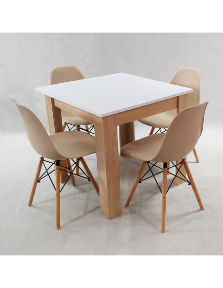 Zestaw stół Modern 80 WS i 4 krzesła Milano szare