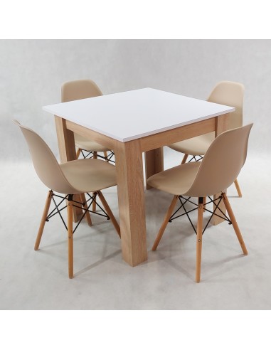 Zestaw stół Modern 80 WS i 4 krzesła Milano beżowe