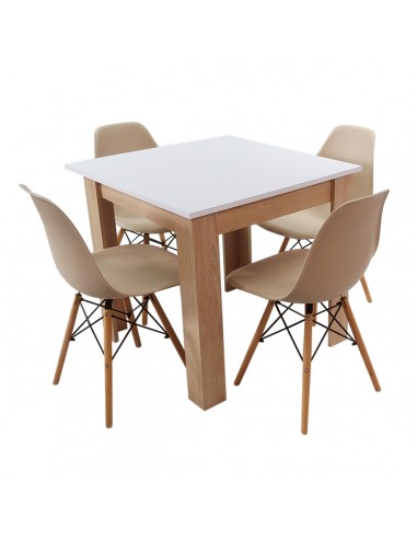 Zestaw stół Modern 80 WS i 4 krzesła Milano beżowe
