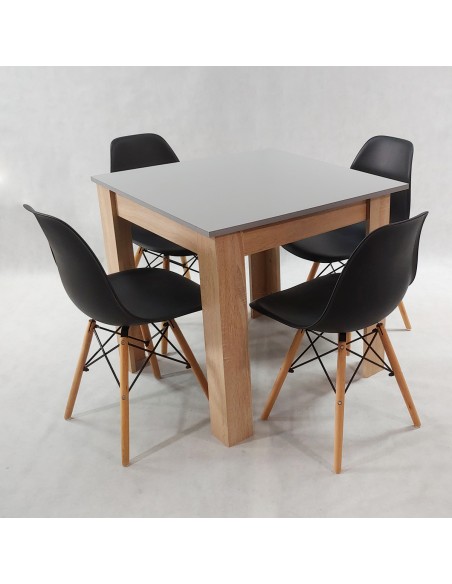 Zestaw stół Modern 80 GS i 4 krzesła Milano czarne