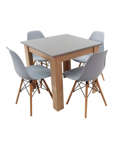 Zestaw stół Modern 80 GS i 4 krzesła Milano szare