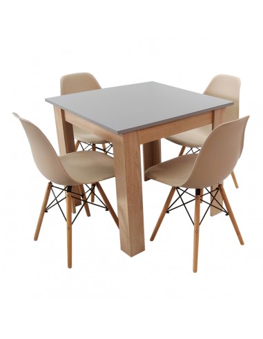Zestaw stół Modern 80 GS i 4 krzesła Milano beżowe