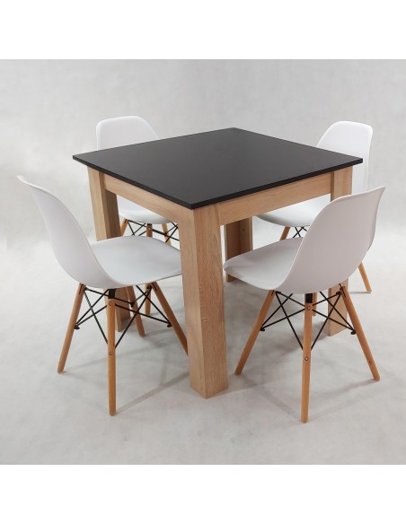 Zestaw stół Modern 80 BS i 4 krzesła Milano czarne